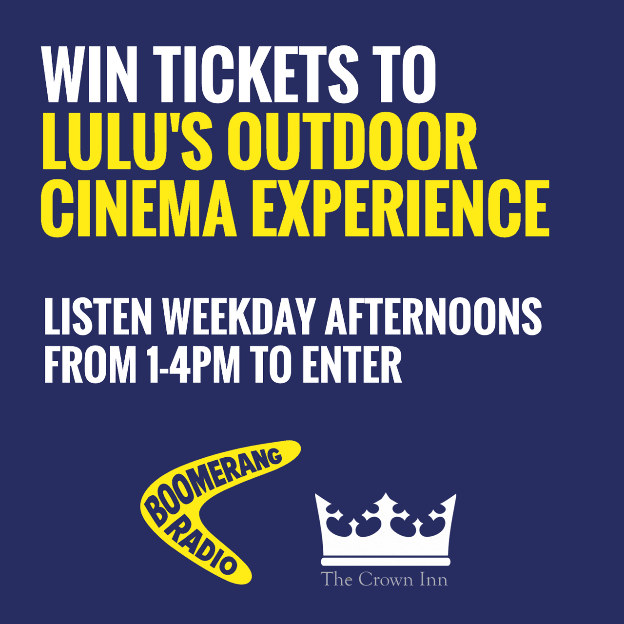 Win tickets to Lulu's Outdoor Cinema Experience weekday afternoons from 1-4pm on Boomerang Radio.